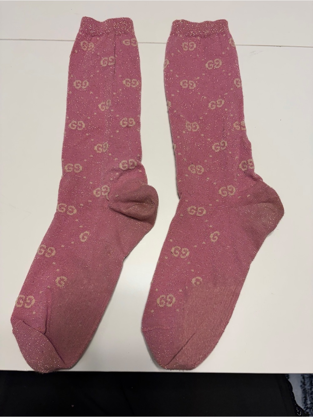 Gucci Pink GG Sparkle Crew Socks